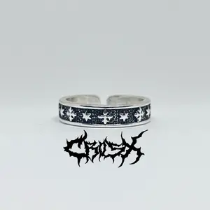 JCU CH RING / CINCIN TENGKORAK CINCIN HITAM SILVER / CROSS RING STAR CINCIN SALIB BINTANG RING SKULL RING CINCIN COUPLE RING KOREAN STYLE RING CINCIN STYLE KOREA CINCIN AESTHETIC RING CINCIN TITANIUM STAINLESS CINCIN PRIA CINCIN WANITA HIP HOP PUNK
