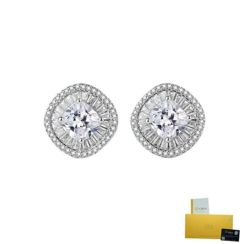 Product Introduction of [with Gra Certificate]  New Arrival Hot Sale Fashion Square High-Grade Moissanite Stud Earrings 14