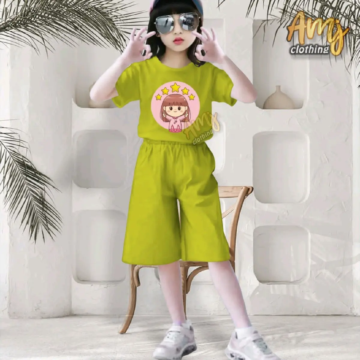 PAKAIAN FASHION ANAK PEREMPUAN  SETELAN ANAK PEREMPUAN Lengan pendek Bisa Dicuci Dengan Mesin