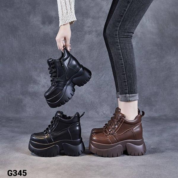 G345 GIÀY BỐT NỮ CỔ CAO DA BÒ PHONG CÁCH THỂ THAO CAO CẤP Shoes Boot