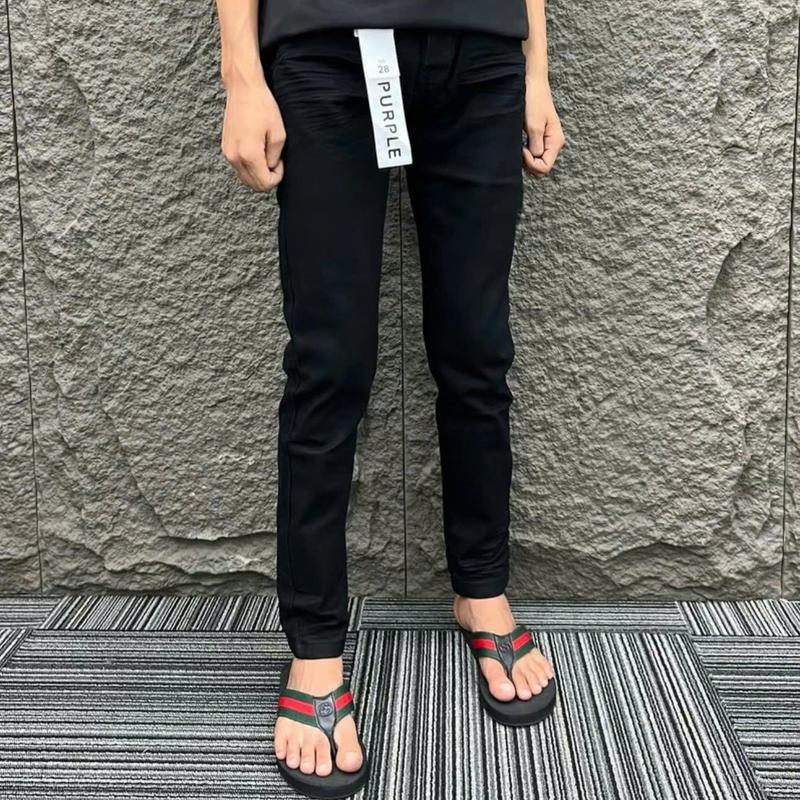  01 Quần Jeans nam đen pơ pồ đen trơn bốn cúc tang lụa 
