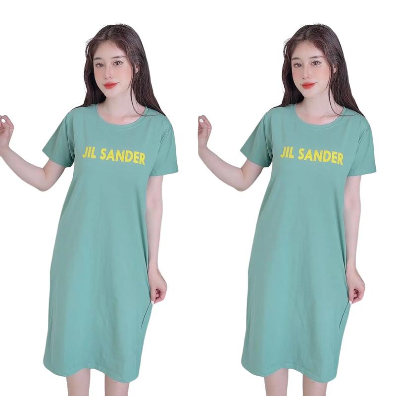 Váy suông đơn giản mặc nhà, đi chơi thun thái YoHoMi form dưới 60kg mã JIL SANDER Nữ Đầm