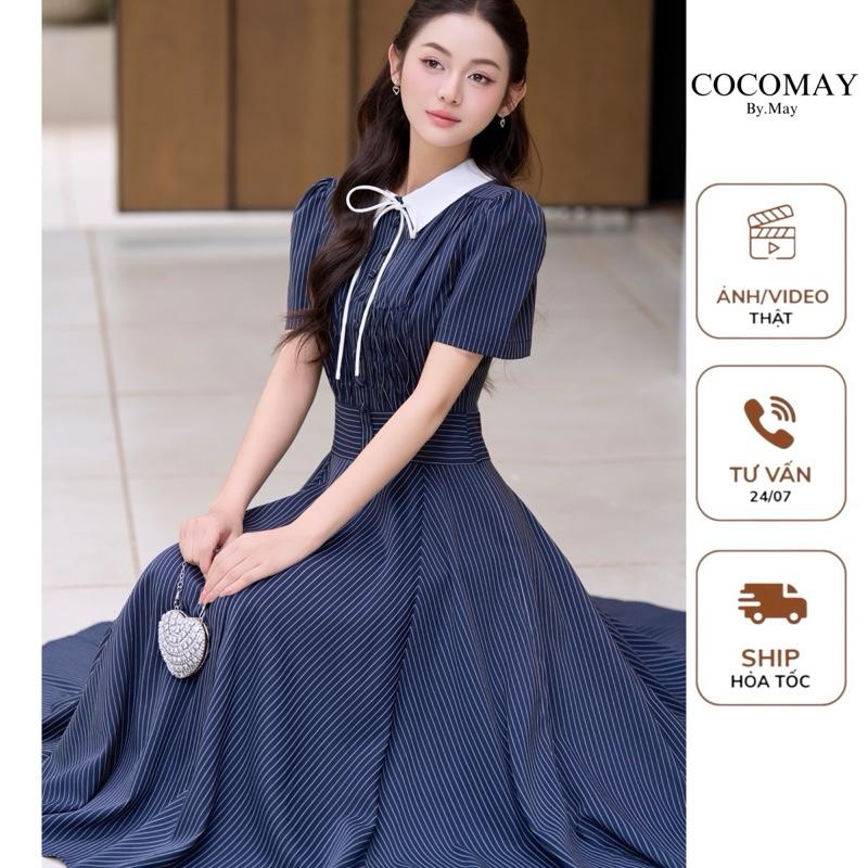  COCOMAY Đầm xếp li ngực cách điệu baby phối nơ midi Nữ Dress Women 