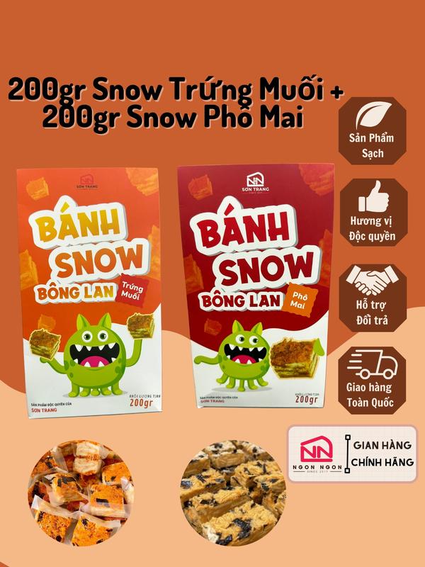 (A11) [COMBO 400GR] 200gr Bánh Snow BLan Trứng Muối (16-18 bánh)+ 200gr Snow Phô Mai Chà Bông (16-18 bánh), Đồ Ăn Vặt SNACK Food Thức Ăn Bánh Quy