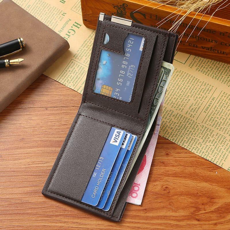 Dompet Pria lipat D1011-1 Lipat Tiga Kulit PU Dompet tas pria Kartu 3