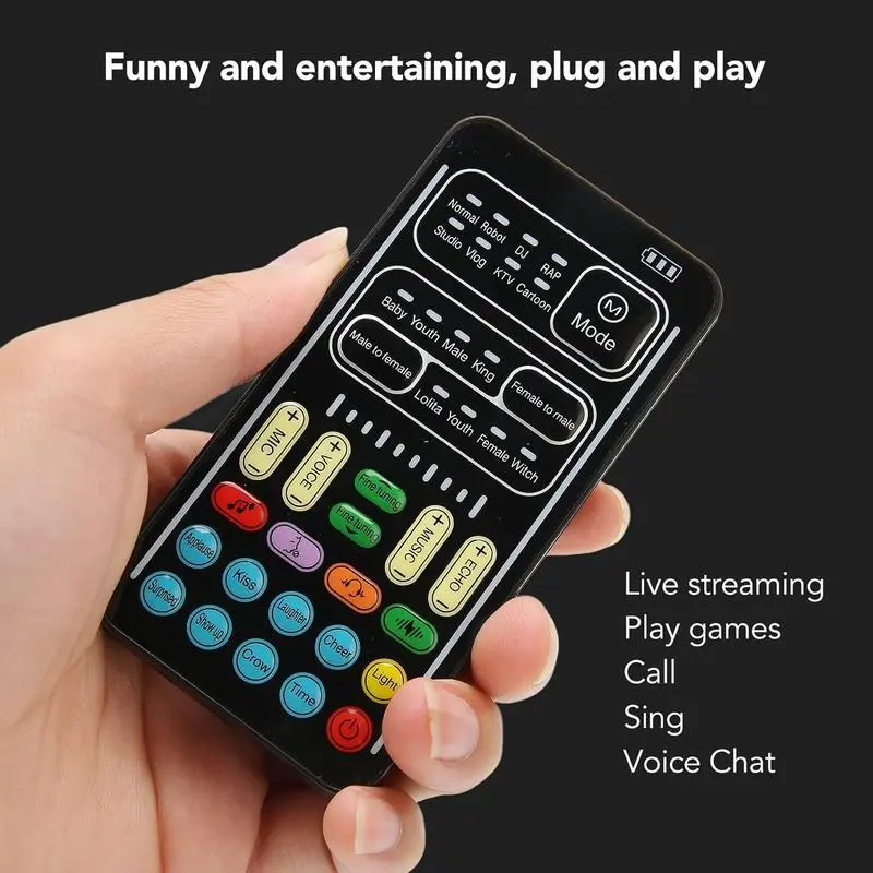 Portable Handheld Microphone Voice Changer, Rechargeable Voice Changer Sound Card, Professional Voice Changer for Live Streaming, Singing, Gaming, Audio 6