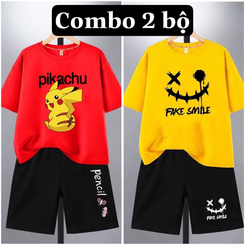 COMBO 2 Bộ đồ bé trai mùa hè size đại từ 17 đến 40kg, chất thun lạnh co giãn, mềm mát, phong cách Hàn Quốc cho bé trai từ 5 đến 14 tuổi.