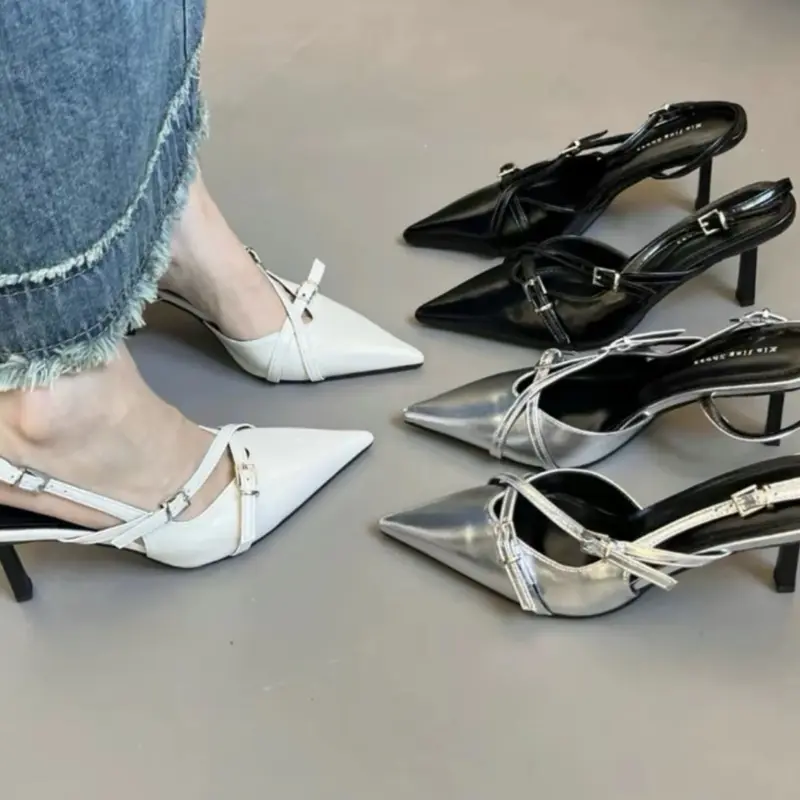 giày cao gót mũi nhọn dây khoá chéo chất da bóng gót 3p 5p 7p hót trend siêu sang siêu xinh dễ mix đồ ( form chuẩn ) da bóng, Shoes xinh TC1