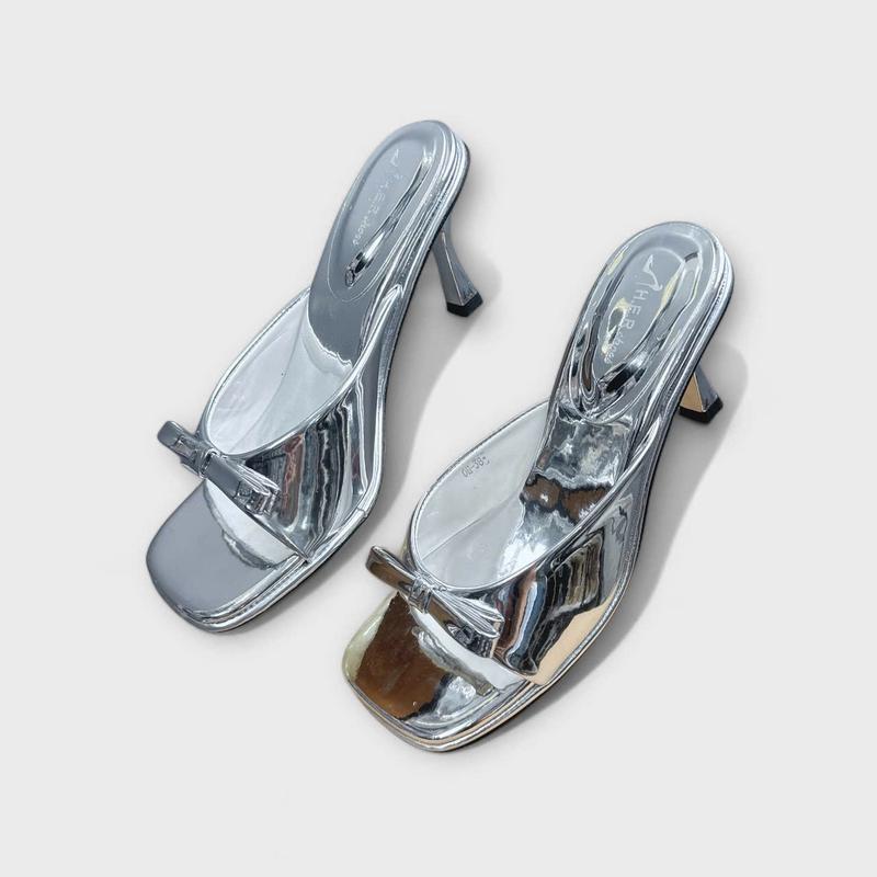 GIÀY DÉP NỮ HERSHOES - GIÀY NỮ THỜI TRANG MŨI VUÔNG HỞ THIẾT KẾ NƠ VÀ QUAI BẦU ÔM CHÂN HIỆN ĐẠI - GÓT TRỤ NHỎ CAO 7 PHÂN - DK0038 1