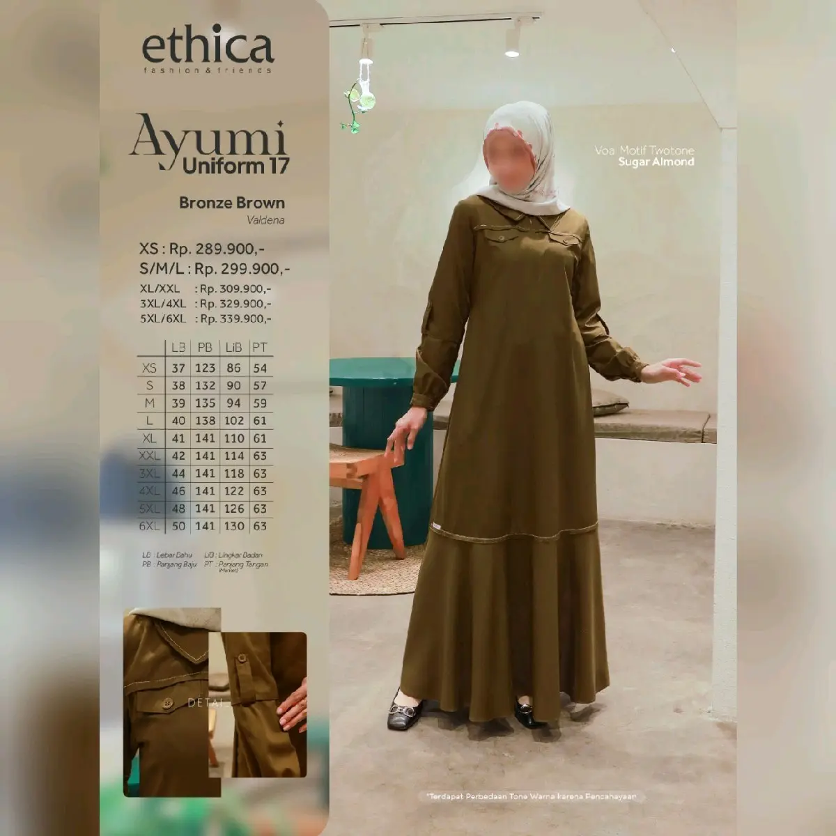 GAMIS ETHICA AYUMI UNIFORM 17 BRONZE BROWN / GAMIS ETHICA TERBARU / BAJU MUSLIM