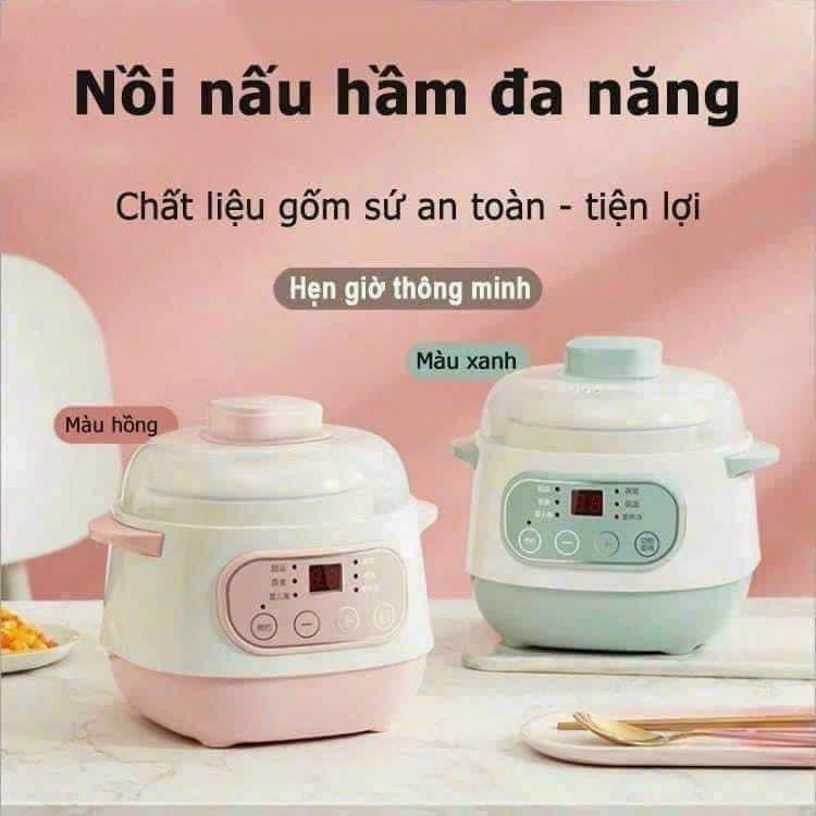 Giao màu ngẫu nhiên Nồi nấu cháo ,hầm chậm 1 lít hâm cách thủy,chưng yến,...công nghệ hiện đại chống tràn Nấu Ăn Cooker nồi nấu cháo chậm beemi mayxay  andam