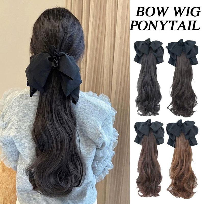  Tóc Đuôi Ngựa Vuốt Kiểu Xoăn Gợn Sóng Dài Có Kẹp Tóc Nơ Và Tua Rua Trong Phần Mở Rộng Tóc Đuôi Ngựa Trông Tự Nhiên Tóc Đuôi Ngựa Giả Women 