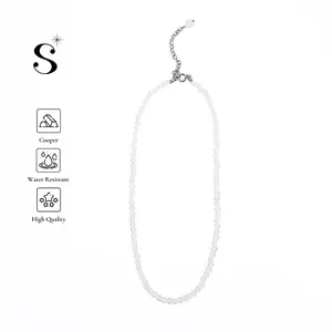 StuffiStalk - Dalia Kalung White Agate Beads Personality Trend Natural Agate Wanita