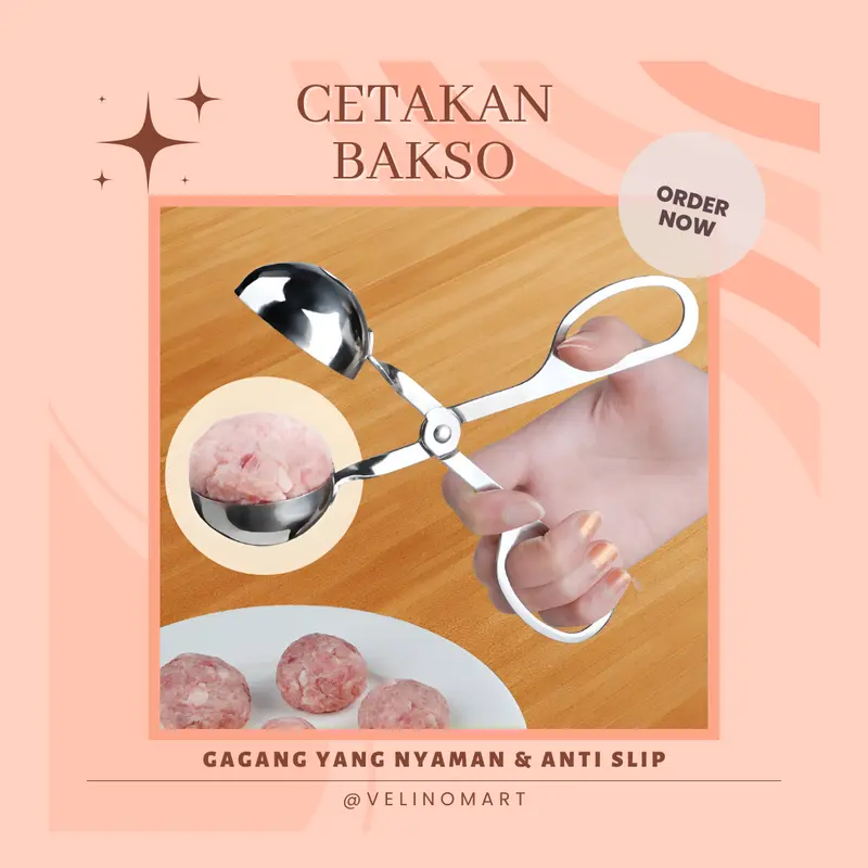 Alat Pembuat Cetakan Bakso Meatball Scoop / Cetakan Bakso Bahan Stainless Anti Lengket / Scoop Cetakan Bakso Model Gunting 3