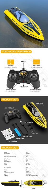 Product Introduction of Cross-Border Toy Show High-Speed Electric Remote Control Speedboat Children's Water Sports Long Endurance Remote-Control Ship Chenghai's Toy 34