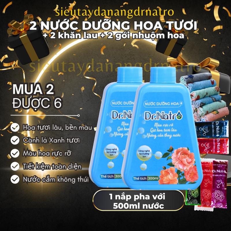 Combo 2 Nước dưỡng hoa tươi Dr Natro - Giữ hoa tươi lâu 3 - 4 tuần - Màu sắc hoa bền đẹp gấp 3 - 5 lần - Chai 300ml Women Nữ, Nước Dưỡng Hoa, nuôi dưỡng hoa tươi Gội Đầu