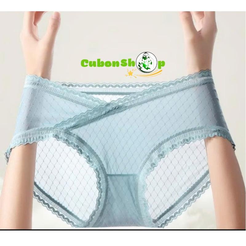 Quần lót bà bầu cạp chéo Lụa tơ sữa Quần chip mẹ bầu và sau sinh mềm mại kháng khuẩn Cubonshop 9966 Quần Lót Bầu Voi