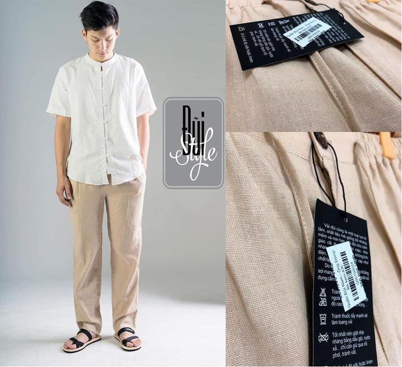 Quần Đũi Linen Nam - Ống Suông Đứng - Cạp Chun