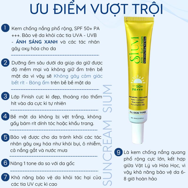 Kem Chống Nắng Sium SPF50+ Tuýp Lớn 60ml Skincare Dành Cho Women 2