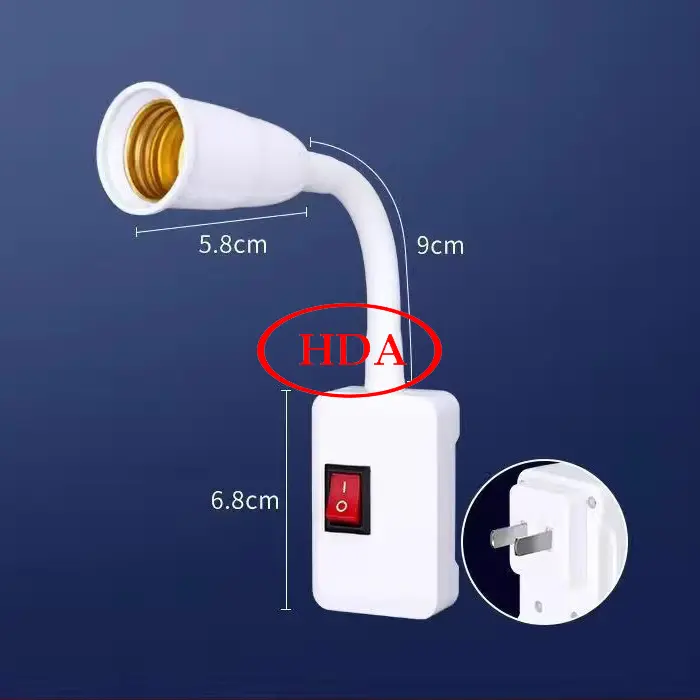 Đuôi đèn dài lò xo, xoay lên xuống trái phải đa năng, kiểu xoáy E27, chống cháy, chịu nhiệt cao, tiện dụng