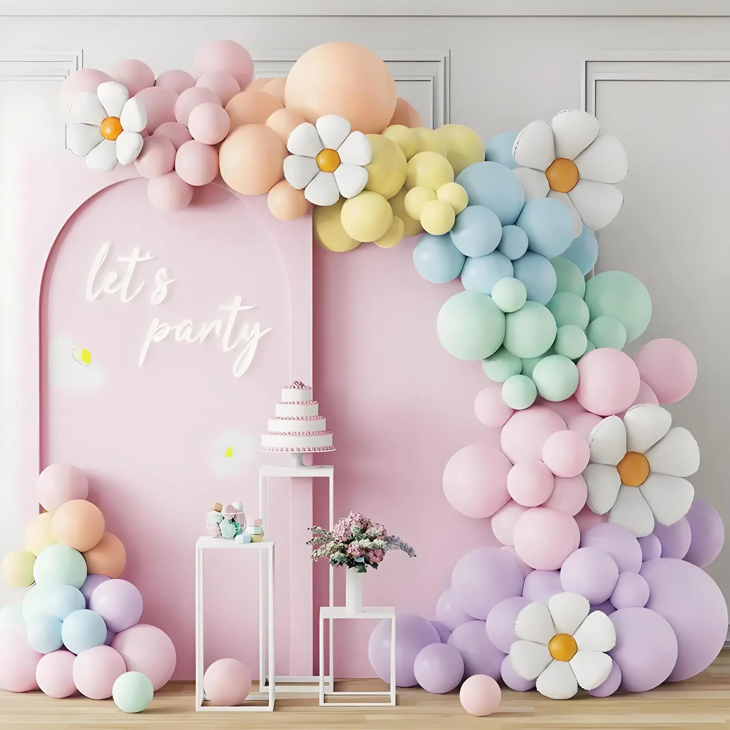 Balloon Arch Kit, Balloon Garland Arch Kit with Daisy Foil, Party Balloon Set for Birthday Wedding Baby Shower Decoration