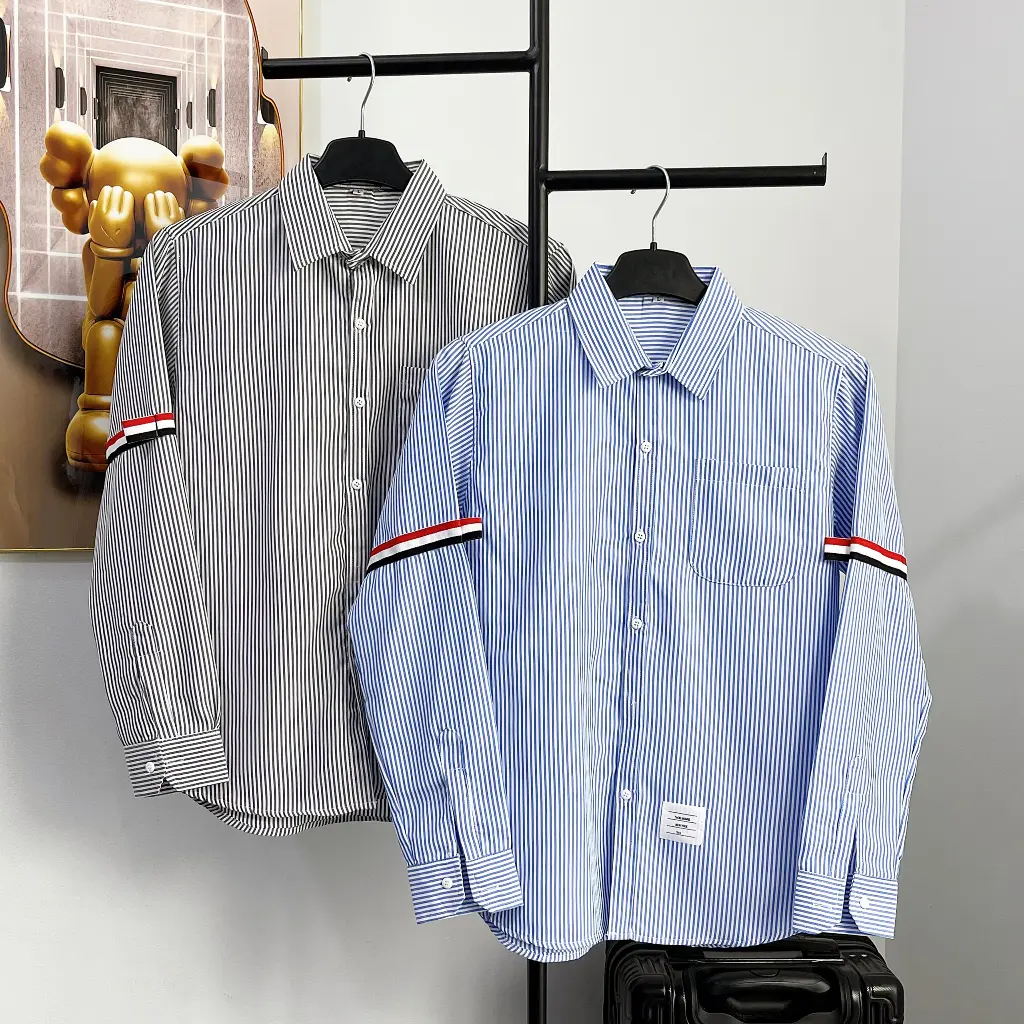 Áo Sơ Mi Thom Kẻ Dài Tay Vải Cotton Lụa Cao Cấp Nhất