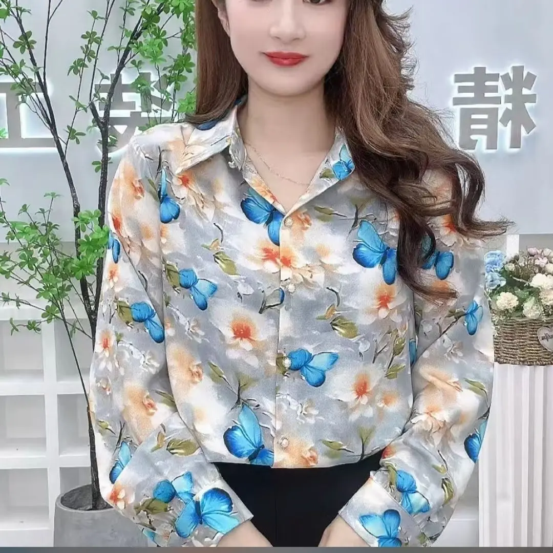 Áo Sơ Mi Cho Mẹ TRUNG NIÊN, In Mới, Thanh Lịch, Áo Sơ Mi Dài Tay, Dáng Rộng Vừa Vặn, Thời Trang Và Phong Cách, Áo Mặc Bên Ngoài, Thích Hợp Cho Mùa Hè Và Mùa Thu, 2024
