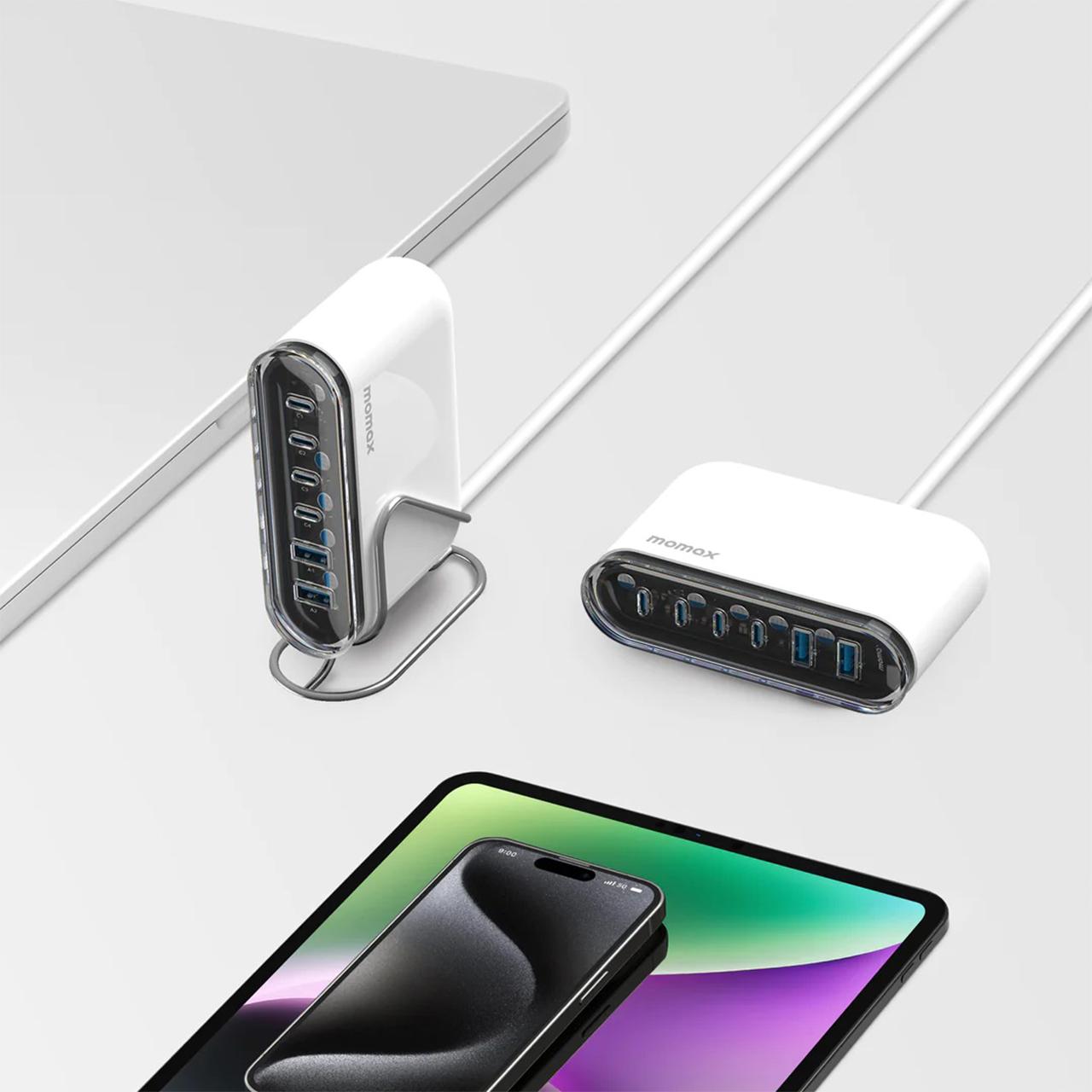 Momax Desktop Charger 120W 2A 4C GaN UK 1-Charge Flow+ - White UM55UKW
