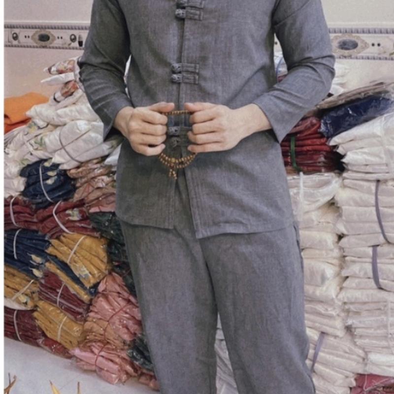 Đồ lam đi chùa nam cao câp-Bộ Phật Tử cho nam vải linen đẹp thoáng khí đủ size-ĐỒ LAM KAMI Quần Áo 4