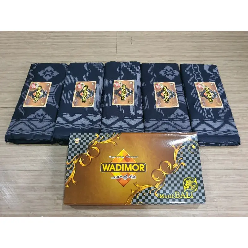 SARUNG WADIMOR MOTIF BALI KHUSUS HITAM  BAHAN KATUN LEMBUT Harga Grosir/Ecer