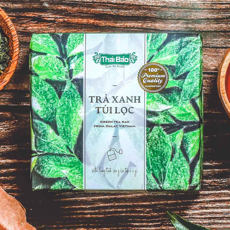 Trà xanh túi lọc Langfarm x Thái Bảo - Thảo mộc cho sức khoẻ, thơm dịu vị thiên nhiên, sản xuất tại Đà Lạt - Mẫu pastel art 60 tép