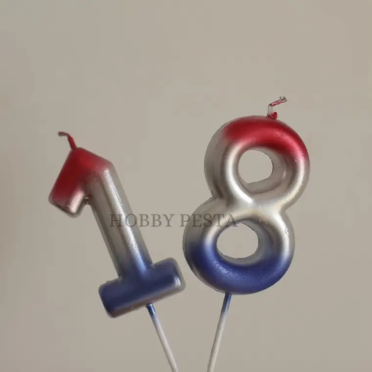 LILIN ANGKA GRADASI MERAH BIRU / LILIN ULANG TAHUN / LILIN ULTAH / BIRTHDAY CANDLE 3
