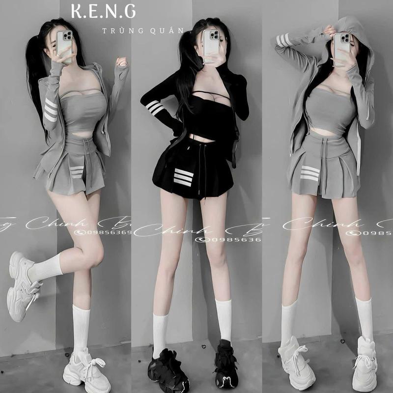 Bộ thun áo ống chân váy chất borrip 55-90kg QUỲNH NHƯ BIGSIZE Nữ Nhung