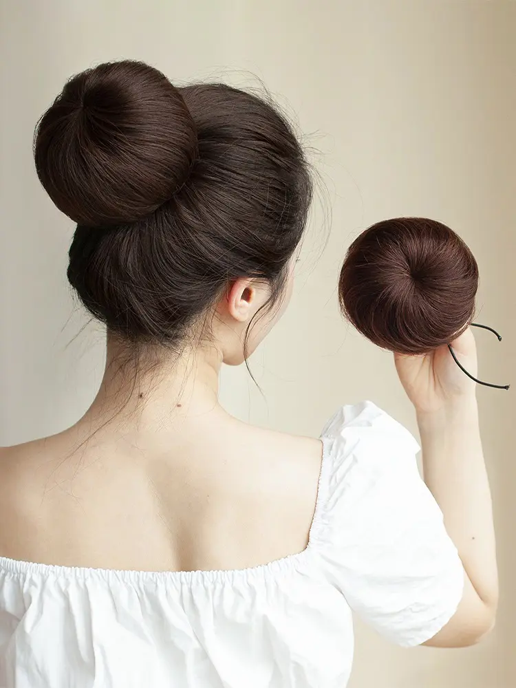 Búi tóc củ tỏi cột cao mát mẻ trẻ trung năng động S07BU02 Búi tóc giả củ tỏi dây rút tiện lợi