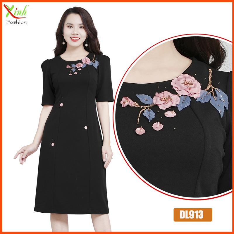 Đầm Suông Tay Lỡ  Kết Hoa Cao Cấp DL912-913 Nữ Dress 4