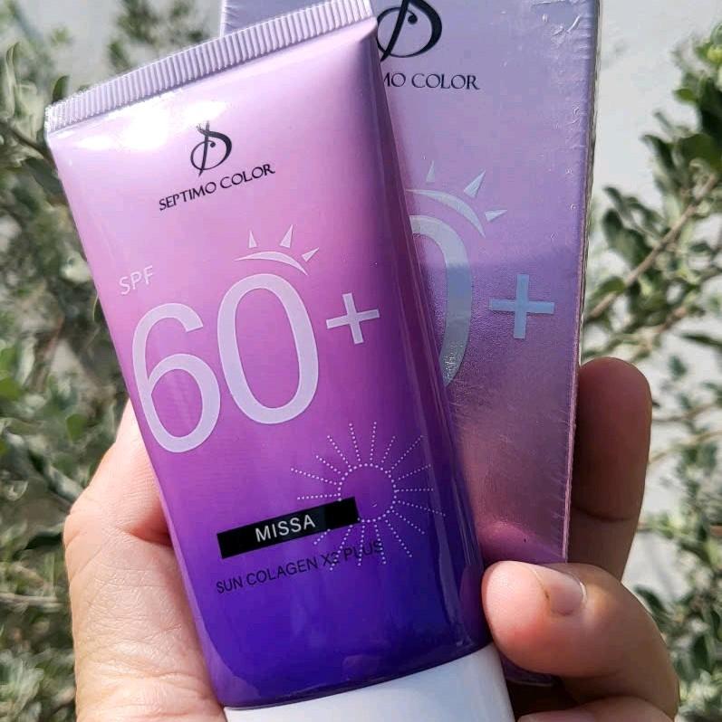 Kem chống nắng MISSA SUN COLAGEN X2 PLUS SEPTIMO COLOR SPF 60+ PA+++ 6 màng lọc phù hợp với mọi loại da đặc biệt tốt với da nhạy cảm. Sản phẩm là lựa chọn hoàn hảo cho những ai muốn có 1 làn da trắng sáng và được bảo vệ khỏi tác hại của tia UV.