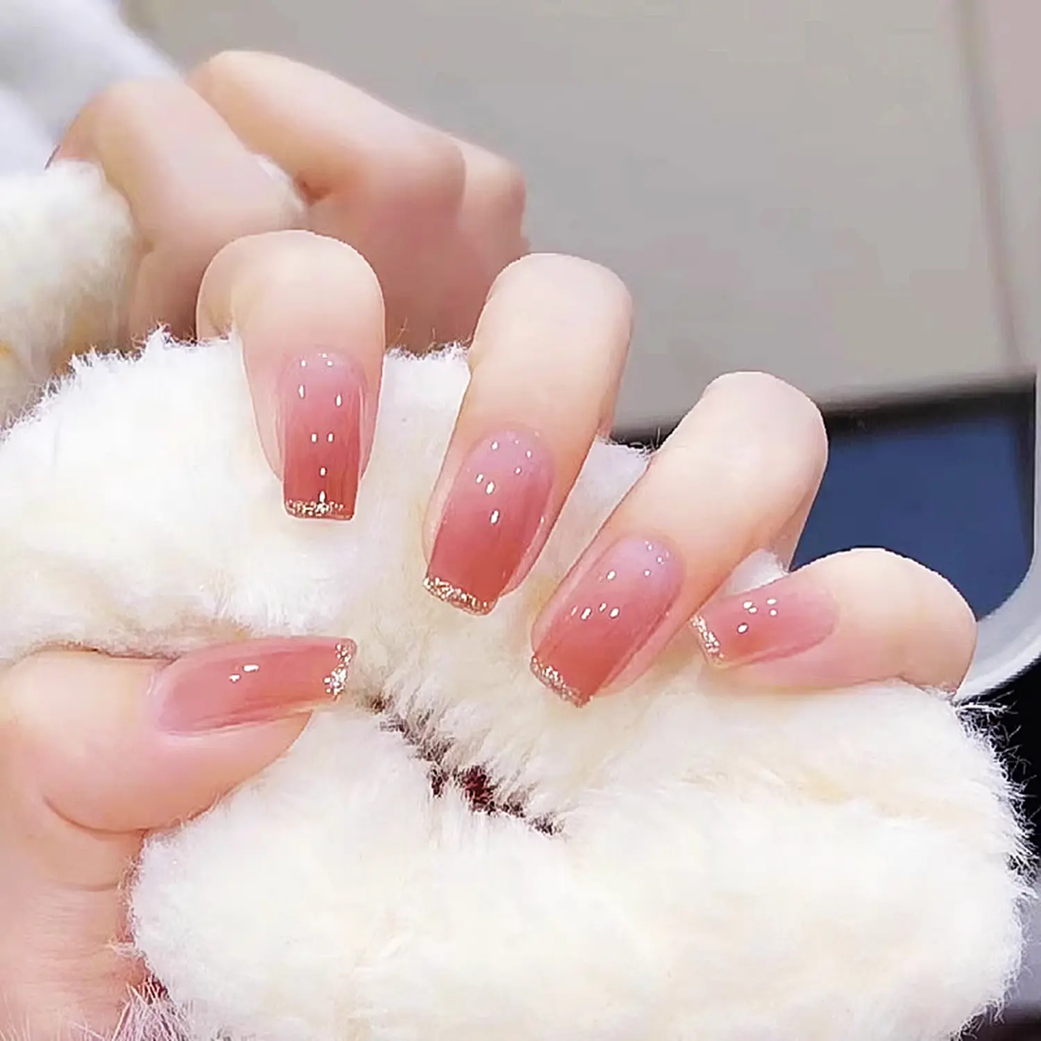 COD Kuku Palsu nail art aesthetic dan lem wisuda 24pcs PINK LADY tangan Polish