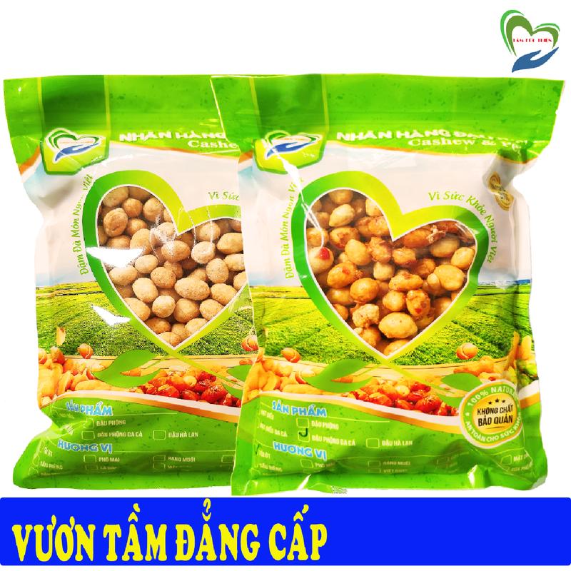 Combo 1KG 2 Vị: Đậu Phộng Da Cá Tỏi Ớt và Da Cá Cốt Dừa Tâm Đức Thiện 2 Túi ZIP 500GR đồ ăn vặt Snack Nuts Food Cay