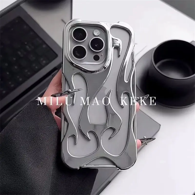 เคสโทรศัพท์มินิมอล ดีไซน์กลวงออก ลายพิเศษ ผิวชุบด้วยไฟฟ้า เข้ากันได้กับ iPhone 15 Pro Max, Apple 14, 13, 12/11, อินเทรนด์