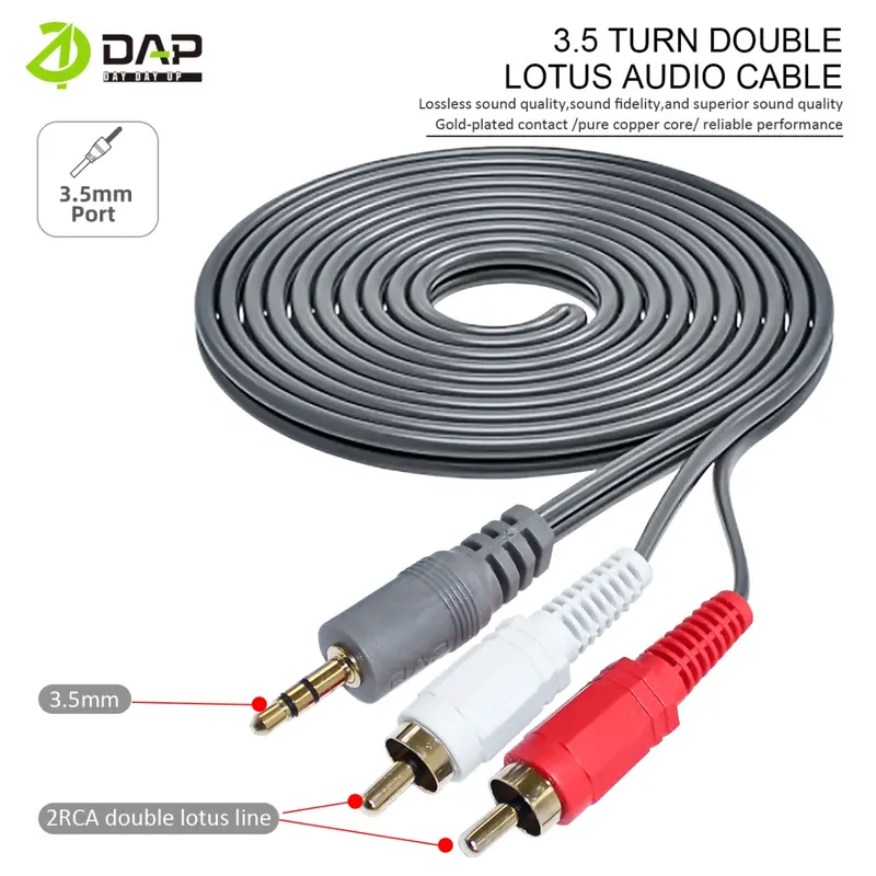 DAP Kabel Audio aux 2 in 1 Jack 3.5mm to RCA hitam 3 meter Accessories Speaker - Original by DAP 1