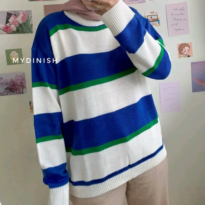 Malika Sweater Rajut Cardigan  Motif Blaster Korean Style Kekinian Atasan Wanita Fit Panjang