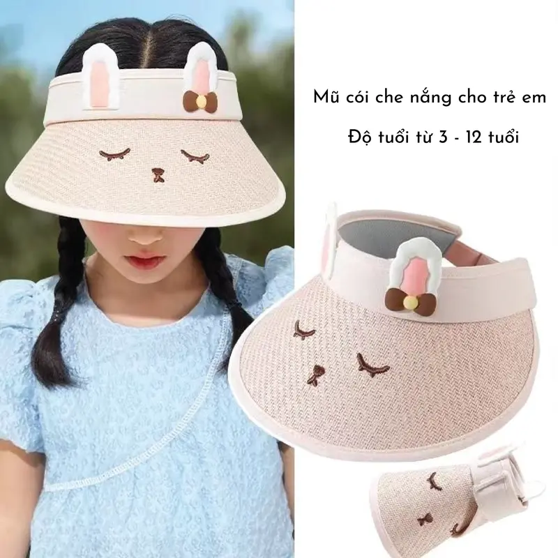 Mũ Đi Biển Cho Bé Phong Cách Sang Chảnh ,Nón Chống Nắng Nửa Đầu Cho Bé Từ 3 đến 12 tuổi hình dạng động vật 0