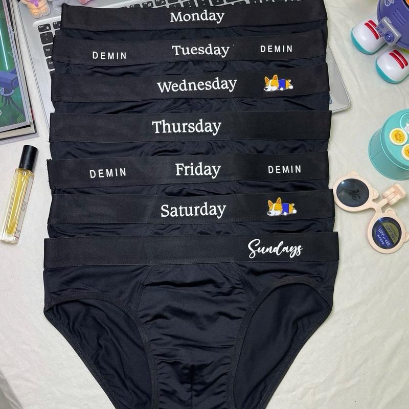 Combo 7 Quần Sịp TAM GIÁC  Full Màu Đen Chất Liệu Thun Lạnh In Hình Cún Dễ Thương Boxer Menswear (C 7)