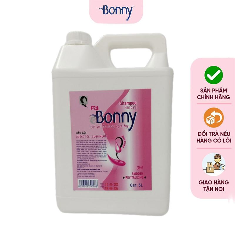 Can dầu gội 5 lít BONNY hương nước hoa dùng cho khách sạn, nhà nghỉ giúp nuôi dưỡng tóc suôn mượt chắc khỏe, Can 5L
