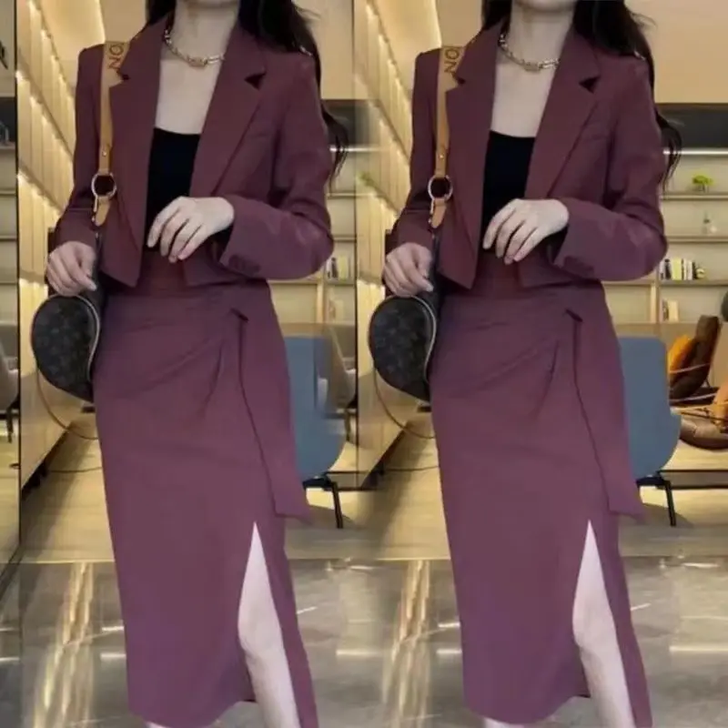 Bộ Đồ Hai Mảnh, Áo Vest Cao Cấp, Váy Xẻ Tà, Bộ Đồ Một Mảnh Bộ Sưu Tập Mới Mùa Xuân 2024, Thích Hợp Cho Váy Phù Hợp Nữ Top Pants Khuy Women Màu Đen