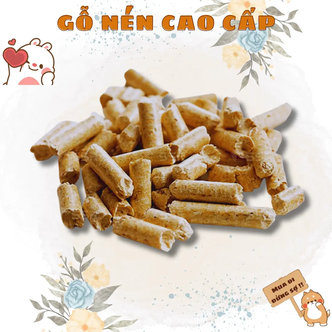Gỗ nén lót chuồng cao cấp siêu thấm hút, gỗ nén vàng cao cấp (Hàng loại 1 - Gỗ thông xuất khẩu Nhật)