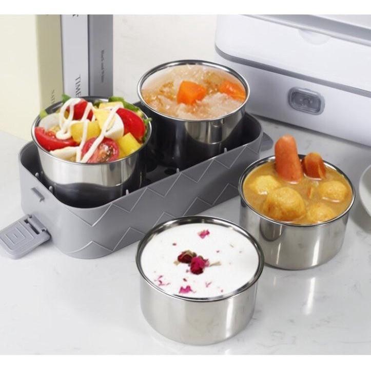Hộp cơm hâm nóng 2 tầng 4 ngăn LUNCHBOX inox giữ nhiệt và tự nấu chín thức ăn, Cà Men Đựng Cơm Đi Làm 6
