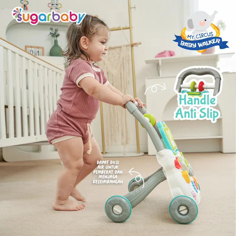 Sugar Baby My Circus Push Walker (Baby Walker)/ Mainan Dorong Bayi Green Pink 5