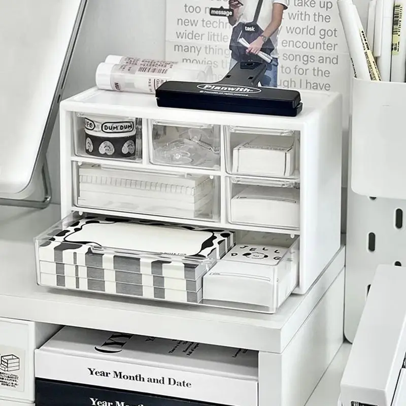 Tủ Hộp Cute Mini 6 Ngăn Lớn Nhiều Màu  Đựng Đồ Lặt Vặt Decor Bàn Học RECO 5