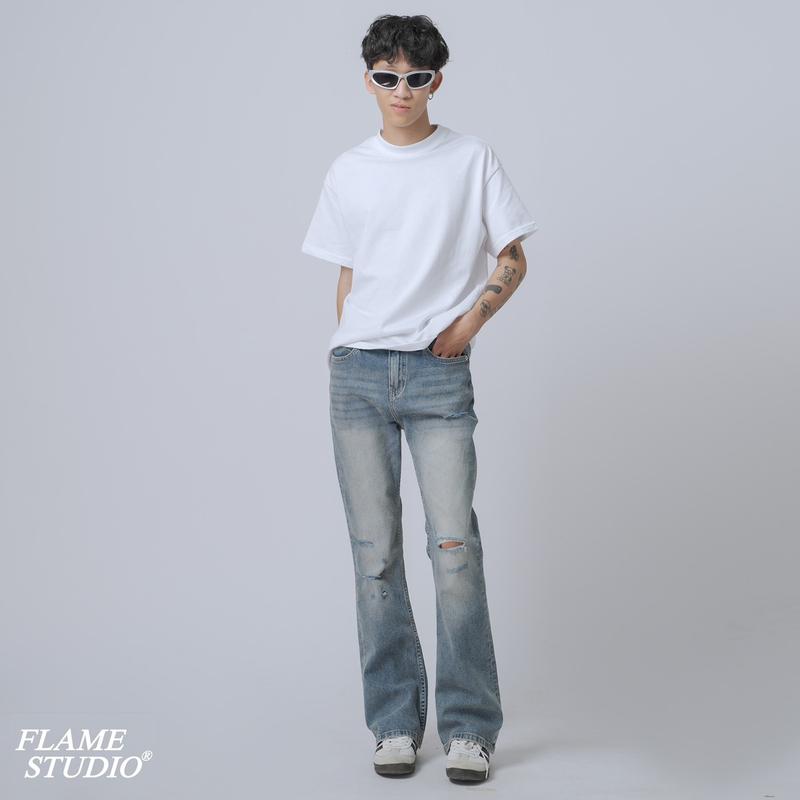 Flare Denim In Retro Blue - Quần Jeans Nam Ống Loe Màu Retro Blue Menswear quần  jeans